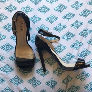 Black strap heels